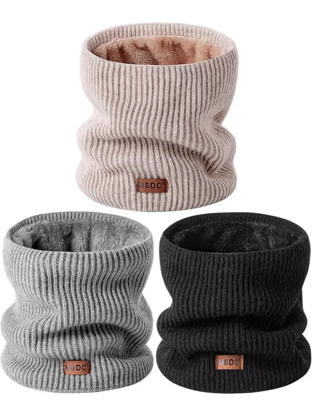 Cozy Winter Neck Gaiters for Men & Women - 3 Pack Thick Fleece Warmers